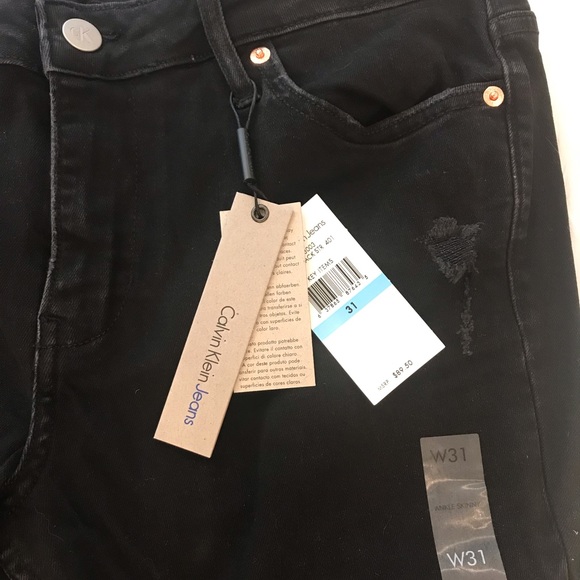 CALVIN KLEIN Black Ankle Skinny Stretch Jeans - Picture 2 of 7